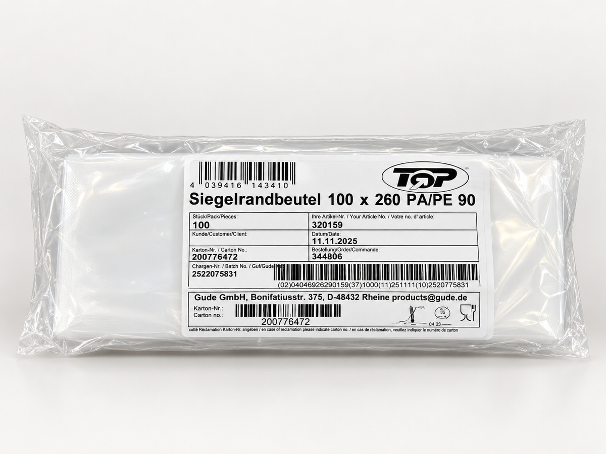 Siegelrandbeutel 100x260, 90µm