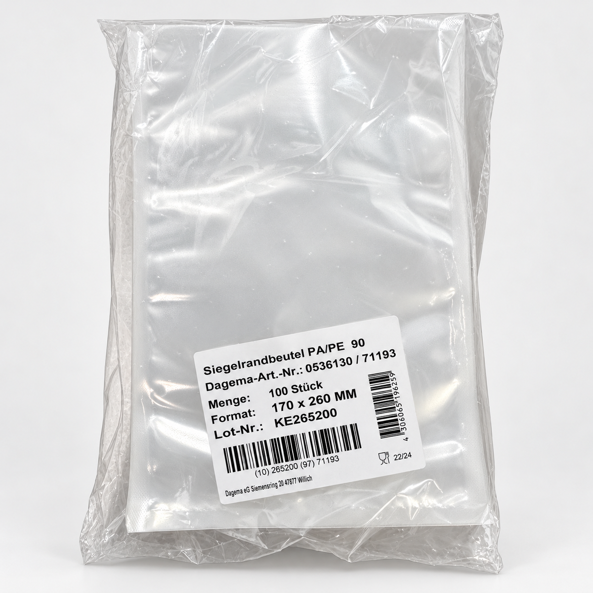 Siegelrandbeutel 170x260, 90 µm