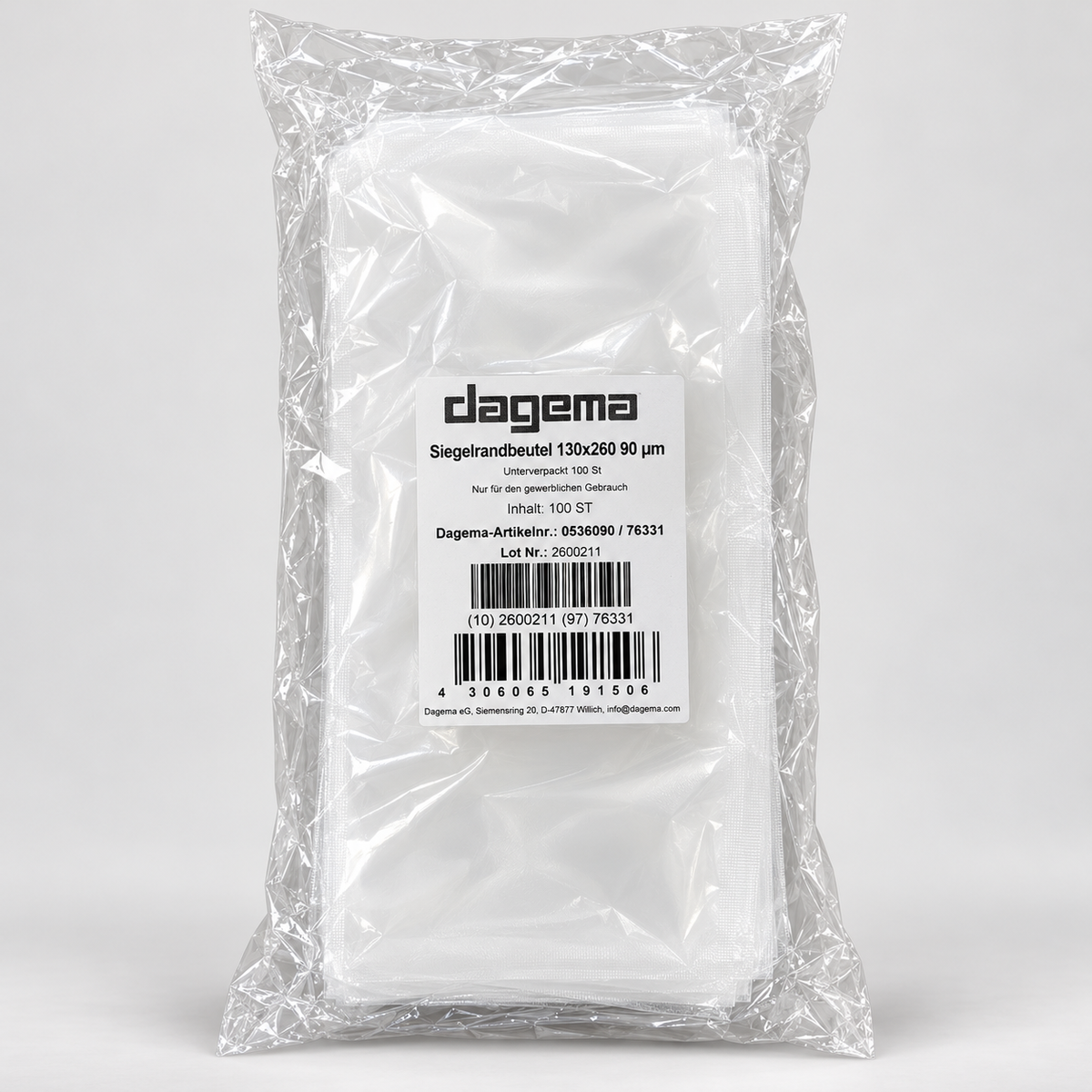 Siegelrandbeutel 130x260, 90µm