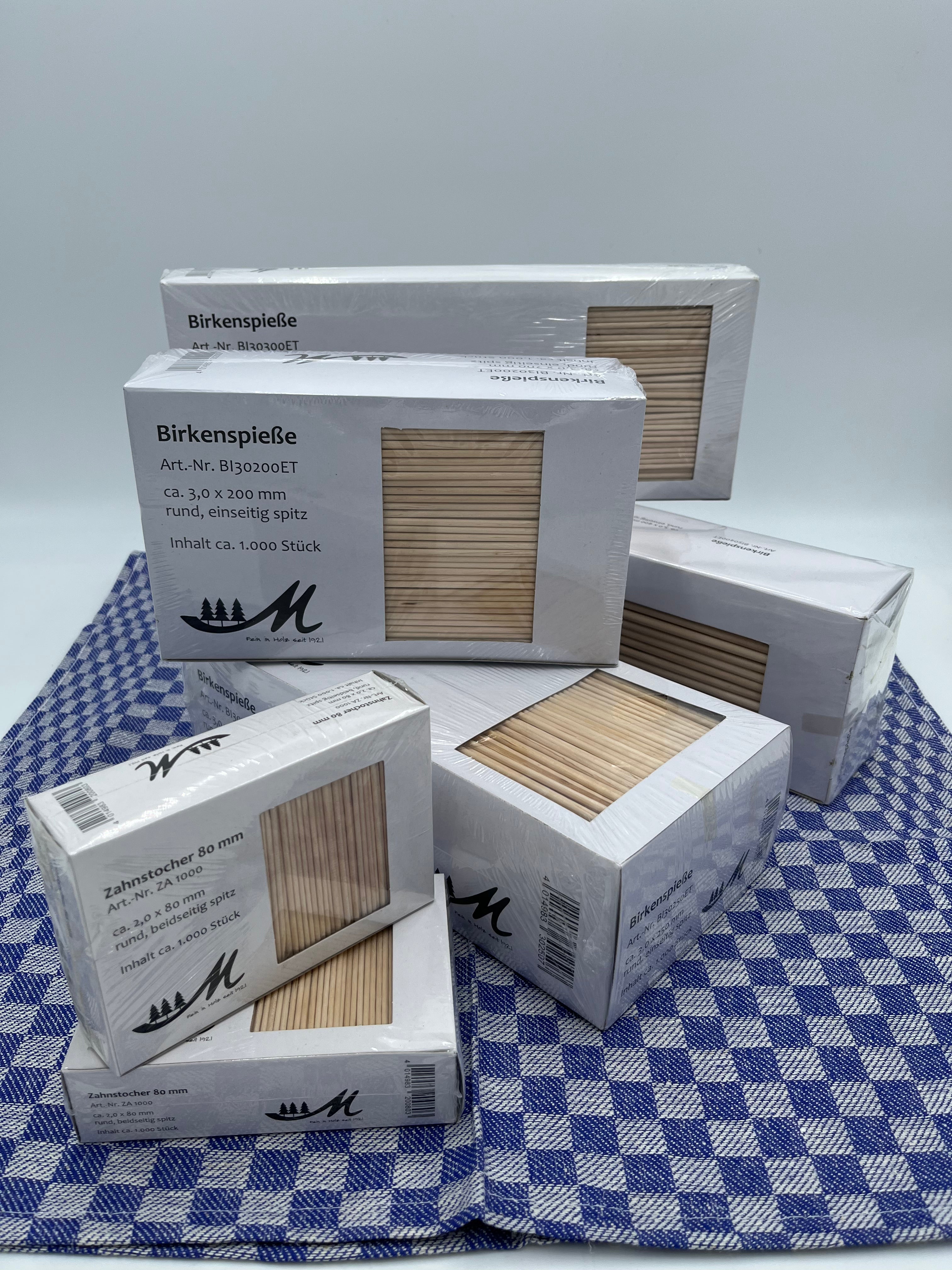 Birkenspieße verschiedene Größen